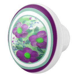 Paarse en limoengroen keramische knop