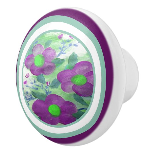 Paarse en limoengroen keramische knop (Rechts)