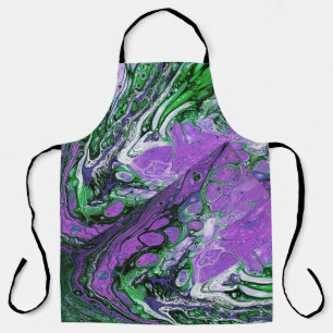 Paarse en limoengroene abstracte draaikolk schort