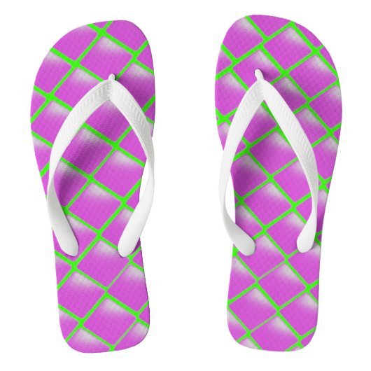 Paarse en limoengroene patroon teenslippers (Voetbed)