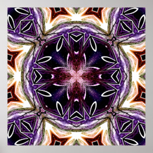 Paarse en Magenta Kosmisch Kaleidoscoop Patroon Poster