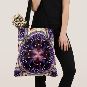 Paarse en Magenta Kosmisch Kaleidoscoop Patroon Tote Bag