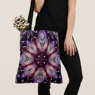 Paarse en Magenta Kosmische Bloem Kaleidoscoop Tote Bag