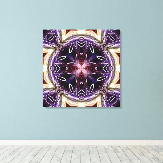 Paarse en magenta kosmische caleidoscoop canvas afdruk (Insitu (Houten vloer))