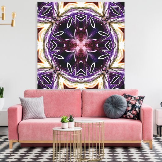 Paarse en magenta kosmische caleidoscoop canvas afdruk (Insitu (Woonkamer))