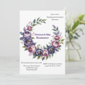 Paarse en Magenta Peony bruidsmeisjes Luncheon Kaart (Staand voorkant)