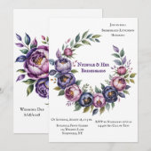 Paarse en Magenta Peony bruidsmeisjes Luncheon Kaart (Voorkant / Achterkant)