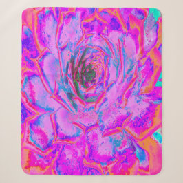 Paarse en Magenta Succulent Sedum Rozet Sherpa Deken