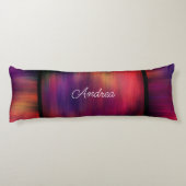 paarse en magenta vet heldere abstracte tekst toev lichaamskussen (Achterkant)