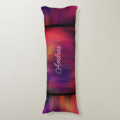 paarse en magenta vet heldere abstracte tekst toev lichaamskussen (Voorkant Verticaal)