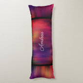 paarse en magenta vet heldere abstracte tekst toev lichaamskussen (Achterkant (Verticaal))