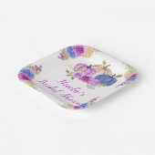 Paarse en marineblauwe bloemenkleuren pompoenen br papieren bordje (Gebogen)