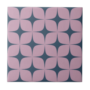 Paarse en marineblauwe Mid-Century Modern  Tegeltje