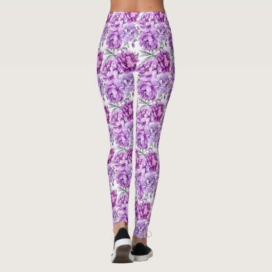 Paarse en Mauve bloemenclusters Leggings (Achterkant)