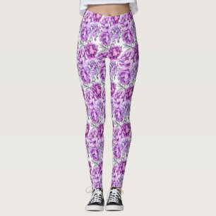 Paarse en Mauve bloemenclusters Leggings