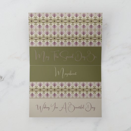 Paarse en Mauve bloemmotief Kaart (Binnen)