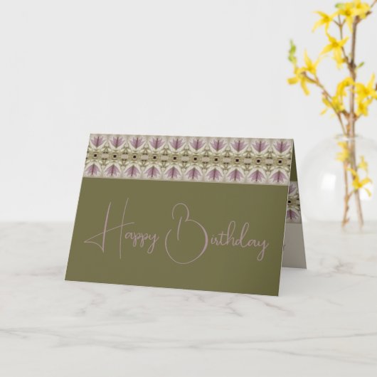 Paarse en Mauve bloemmotief Kaart (Gele Bloem)