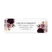 Paarse en Mauve Roze Bloemen Retouradres Etiket (Voorkant)