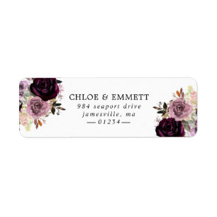 Paarse en Mauve Roze Bloemen Retouradres Etiket