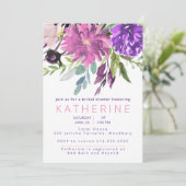 Paarse en Mauve waterverf Floral Vrijgezellenfeest Kaart (Staand voorkant)