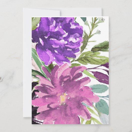 Paarse en Mauve waterverf Floral Vrijgezellenfeest Kaart (Achterkant)