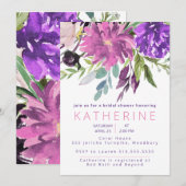 Paarse en Mauve waterverf Floral Vrijgezellenfeest Kaart (Voorkant / Achterkant)