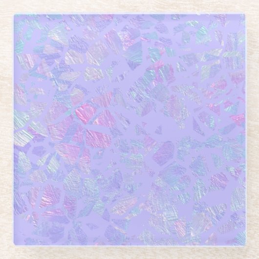 Paarse en meerkleurige vlokken glazen onderzetter (Voorkant)