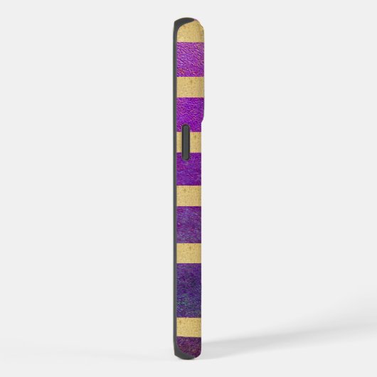 Paarse en Metallic Goud Gestreept iPhone Hoesje (Rechterkant)