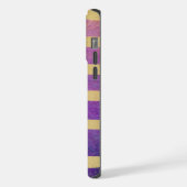 Paarse en Metallic Goud Gestreept iPhone Hoesje (Linkerkant)