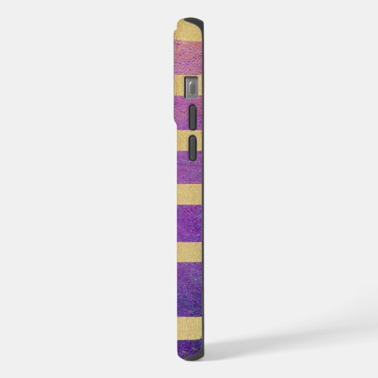 Paarse en Metallic Goud Gestreept iPhone Hoesje (Linkerkant)