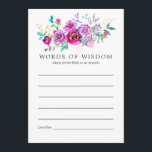 Paarse en Mint Bloemen Bruidsadvies voor Bruid Advieskaart<br><div class="desc">Paarse en munt rozen en pioenen bloeien vrijgezellenfeest woorden van wijsheidskaarten met tinten van ultraviolet,  bordeaux,  blos roze en pruim.</div>
