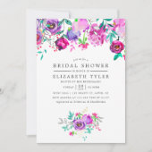 Paarse en Mint Floral Bridal Shower Kaart (Voorkant)