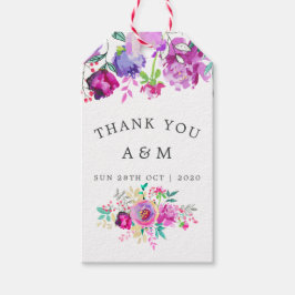 Paarse en Mint Floral Weddenschap Dank je Cadeaulabel