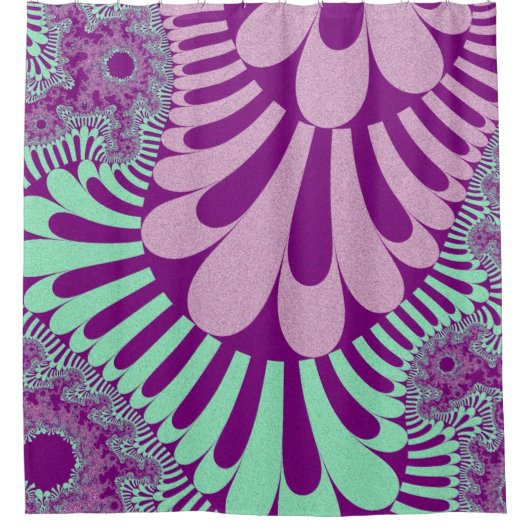 Paarse en Mint Green Loop Douchegordijn (Voorkant)