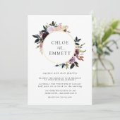 Paarse en moer roze bruiloft kaart (Staand voorkant)