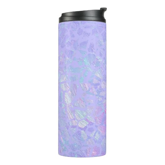 Paarse en multicolorvlokken thermosbeker (Gedraaid links)