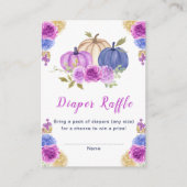 Paarse en Navy Blue Floral Pumpkins Baby shower Informatiekaartje (Voorkant)
