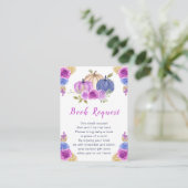 Paarse en Navy Blue Floral Pumpkins Baby shower Informatiekaartje (Staand voorkant)