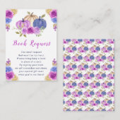 Paarse en Navy Blue Floral Pumpkins Baby shower Informatiekaartje (Voorkant / Achterkant)