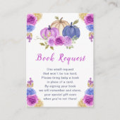 Paarse en Navy Blue Floral Pumpkins Baby shower Informatiekaartje (Voorkant)