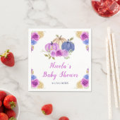 Paarse en Navy Blue Floral Pumpkins Baby shower Servet (Insitu)