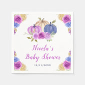 Paarse en Navy Blue Floral Pumpkins Baby shower Servet (Voorkant)