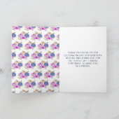 Paarse en Navy Blue Floral Pumpkins Verjaardag Bedankkaart (Binnen)