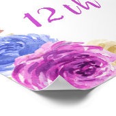 Paarse en Navy Blue Floral Pumpkins Verjaardag Poster (Hoek)