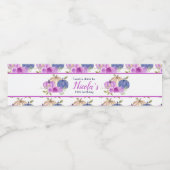 Paarse en Navy Blue Floral Pumpkins Verjaardag Waterfles Etiket (Enkel label)