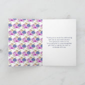 Paarse en Navy Blue Floral Pumpkins Vrijgezellenfe Bedankkaart (Binnen)