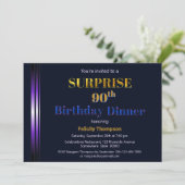 Paarse en Navy Blue Surprise 90th Birthday Kaart (Staand voorkant)