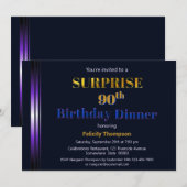 Paarse en Navy Blue Surprise 90th Birthday Kaart (Voorkant / Achterkant)