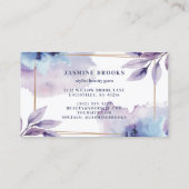 Paarse en Navy Waterverf Botanische Bladeren Visitekaartje (Achterkant)