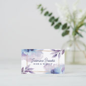 Paarse en Navy Waterverf Botanische Bladeren Visitekaartje (Staand voorkant)